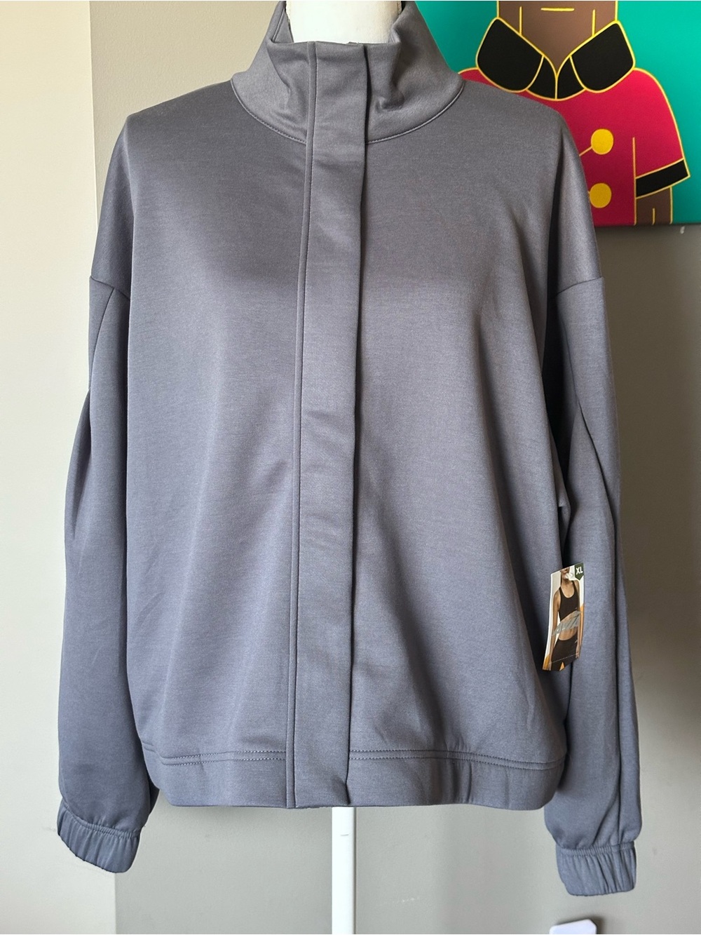Avia Scuba Slate Gray Funnel Neck Activewear Jacket